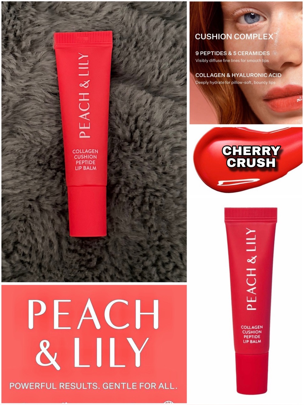 NEW - PEACH & LILY - Collagen Cushion Peptide Lip Balm - CHERRY CRUSH